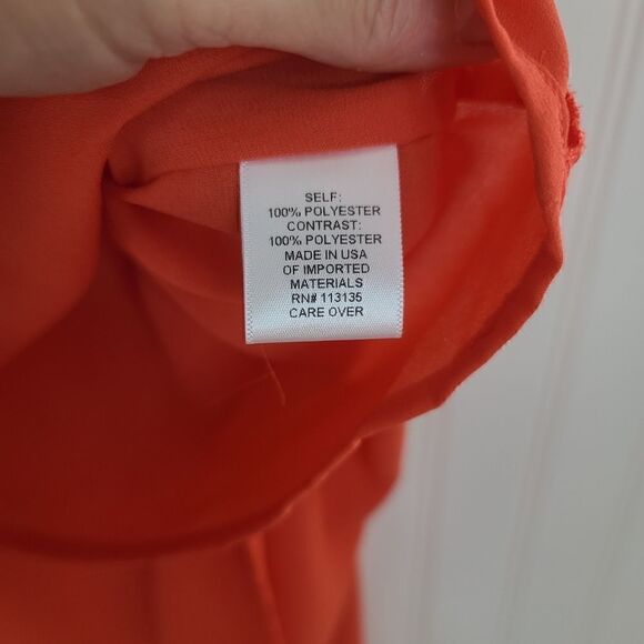 Leo and Nicole Orange Sleeveless Asymmetrical Blouse with slit EUC S - Picture 6 of 7